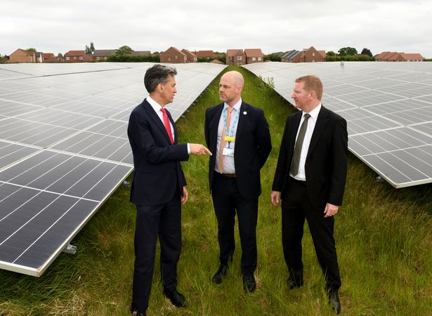 Energy secretary Ed Miliband with Tom Myers, Group Director of estates facilities and development for Humber Health Partnership and Dan McGrail, CEO of GB Energy