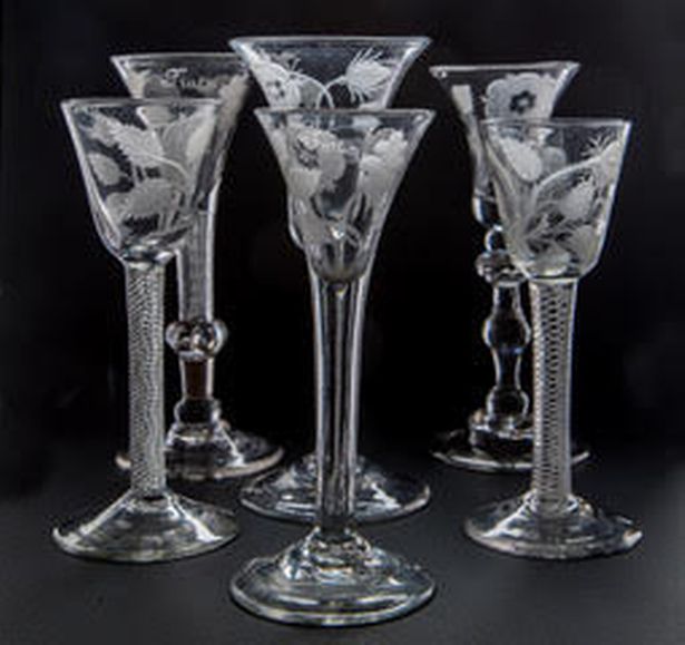 The six Jacobite 'treason' glasses up for auction in Beverley that could fetch thousands of pounds each