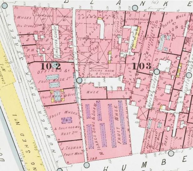 Map around Humber Street from the 19th century