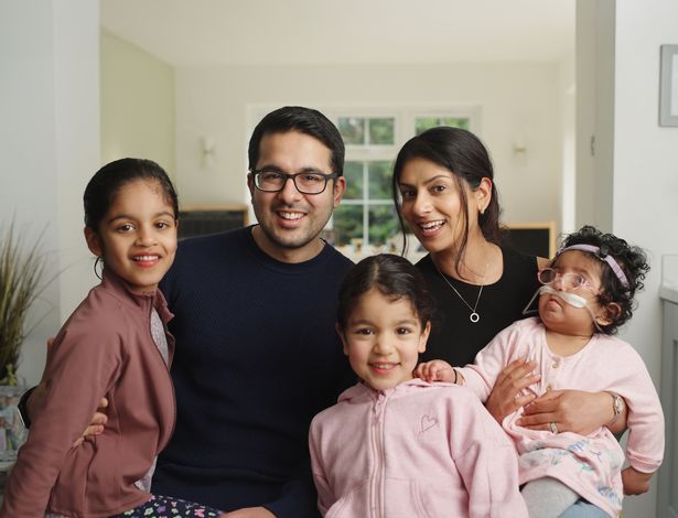 For Ava, pictured with her mum and dad, Mehreen and Asad and sisters, a hydrotherapy pool will help aid her regular physiotherapy, as she is unable to sit or walk