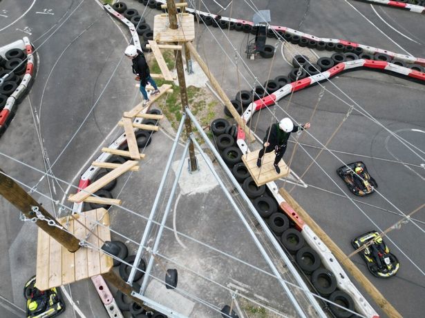 The new high ropes course over the karting track at Hull Adventure Centre