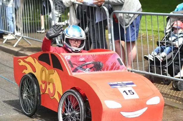A competitor in the Humber Bridge Soapbox Derby 2024