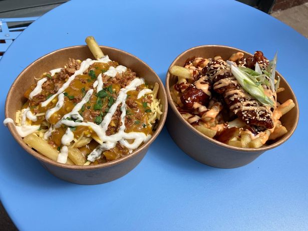 The vegan katsu (left) and Korean chicken at Loaded by Grubb