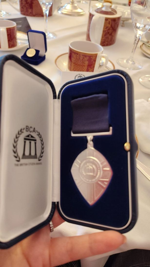 The BCA medal Ashleigh received at Westminster