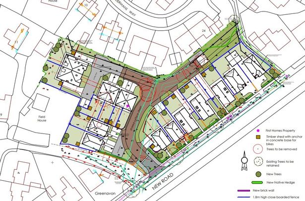 A site plan of the proposed homes