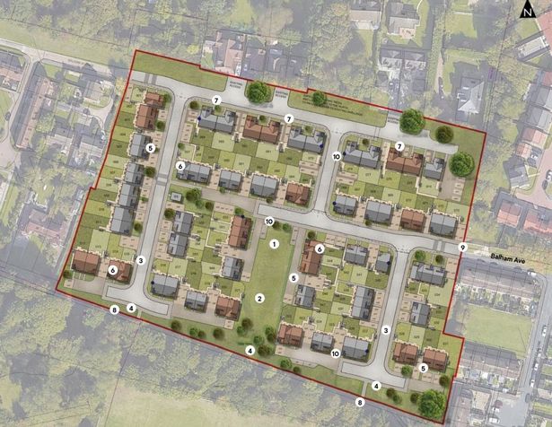 A site plan of the development