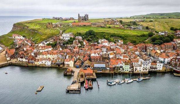Whitby abbey and village