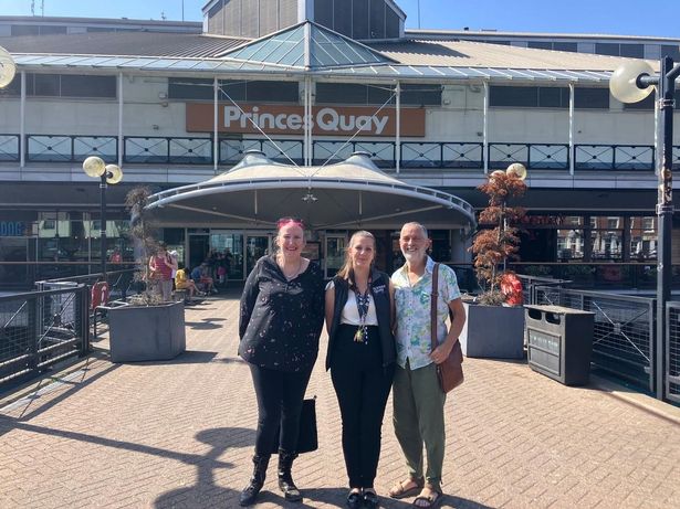 From left, Clare Huby, Nikita Chadwick, events space manager, and Rick Welton