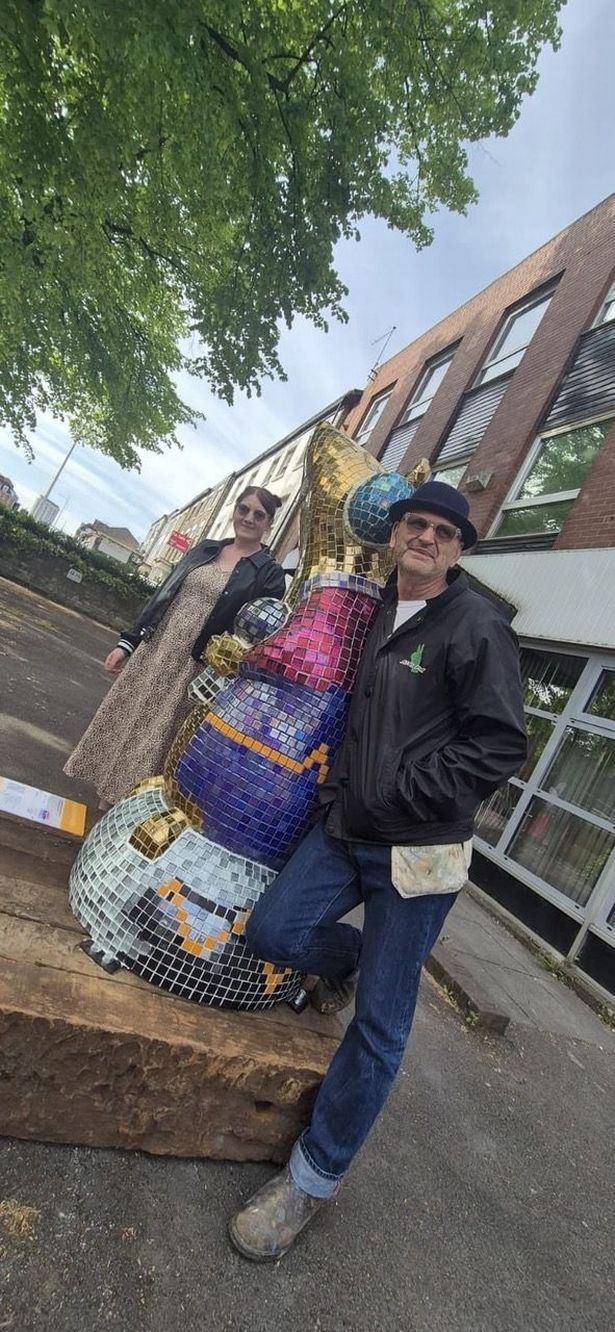 Artists Andy Pea and Nadine Balmer with Believe in People rat