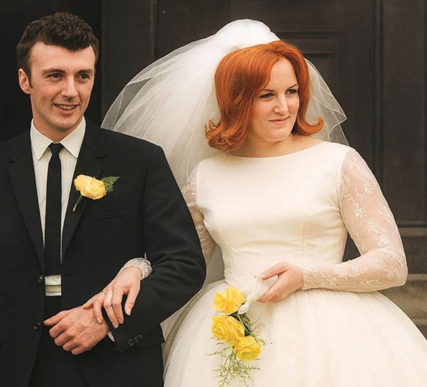 An AI-enhanced photo of Sam and Barbara Swallow's wedding day in 1965