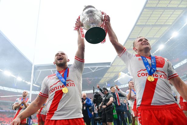 Mikey Lewis and Jez Little with the trophy.