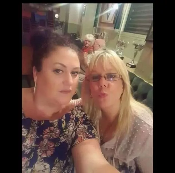 Donna Jobling, right, before her illness, pictured with her niece Claire, who flew out to Crete to be with her when she was in hospital