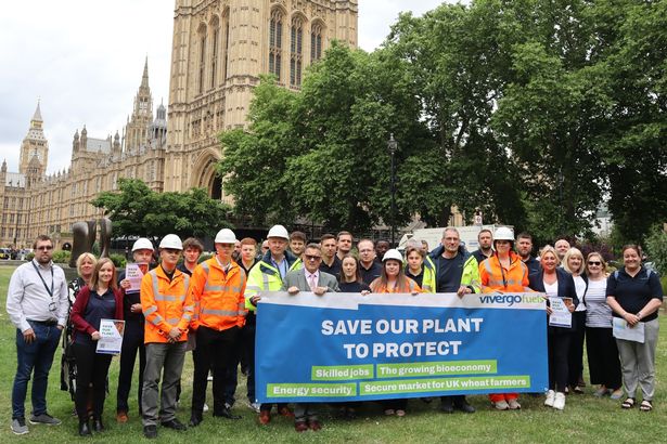 Vivergo Fuels staff and Karl Turner MP outside Parliament on June 4