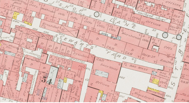 A map showing where Stewart's Yard was in Hull's Old Town