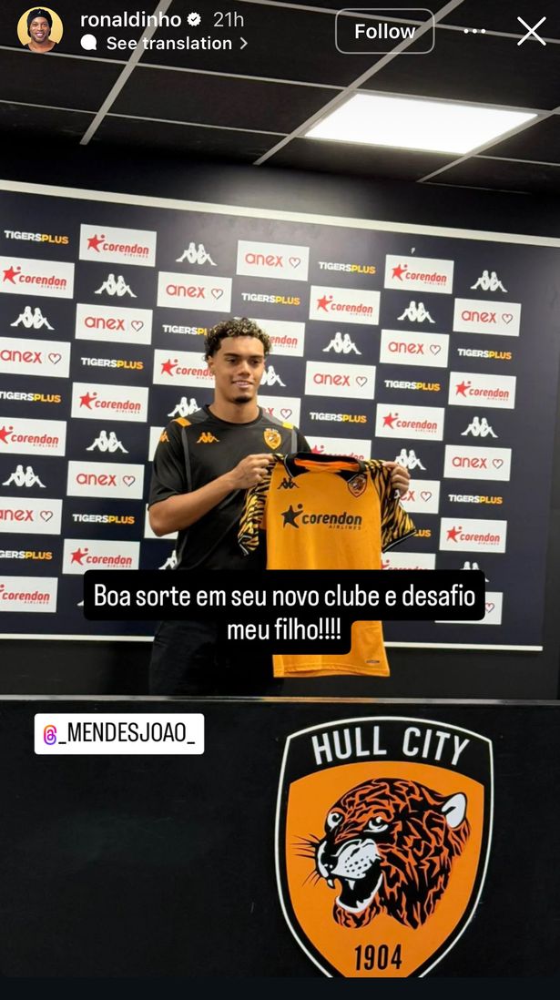 Ronaldinho's post on social media 