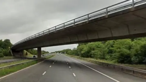 Google A Goole Maps image showing a bridge on a stretch of the M62. 