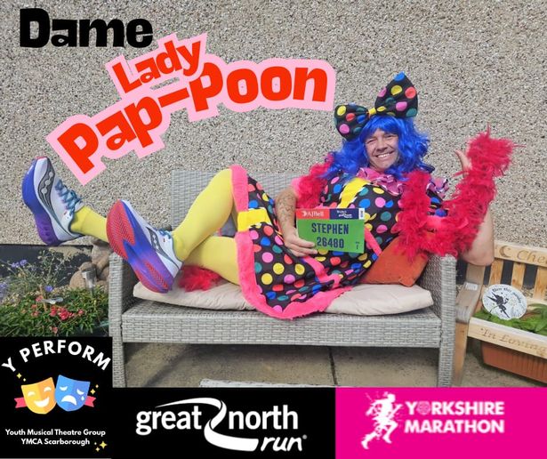 Steve Blackford pictured in the grand reveal of his panto dame outfit