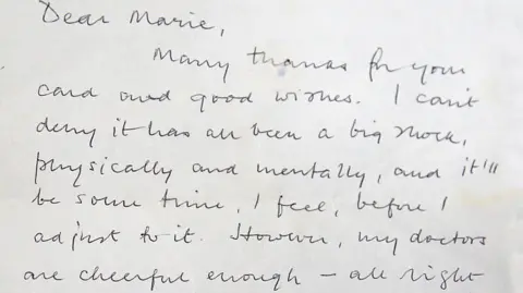 Potters Auction Saleroom An extract from a handwritten letter. The writing is neat and punctuated and of an italic style.