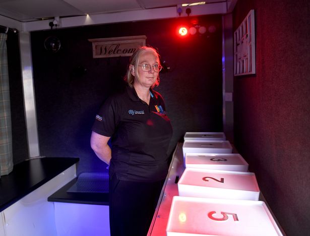 Ashlee Poskett, experience trainer for autism and dementia, on board the Autism Reality Experience bus 