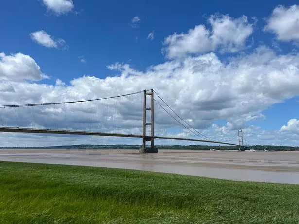 Humber Bridge, as seen from Barton in June 2024