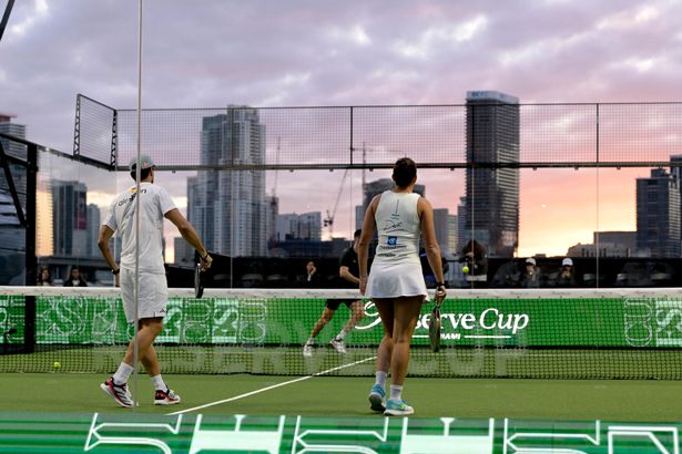 A general view of Padel being played in Miami, Florida