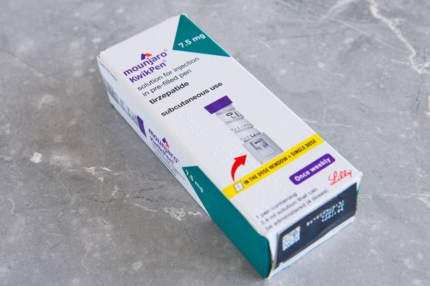 A photo illustration of a Mounjaro pen