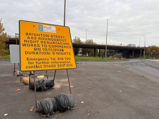 Urgent repairs are taking place at the Brighton Street roundabout off the A63 in Hull