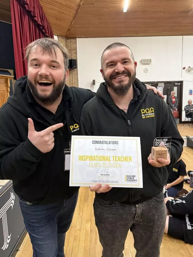 Killian Monson, right, is an award-winning film and television teacher at the Pauline Quirke Academy of Performing Arts at Tranby, Anlaby
