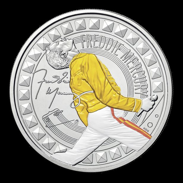 Some Freddie Mercury coins feature colour, bringing the singer’s yellow jacket to life in the coin design