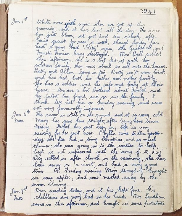 A page from Jessie's original diary