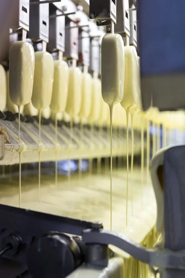 White Chocolate Magnums being made at the factory