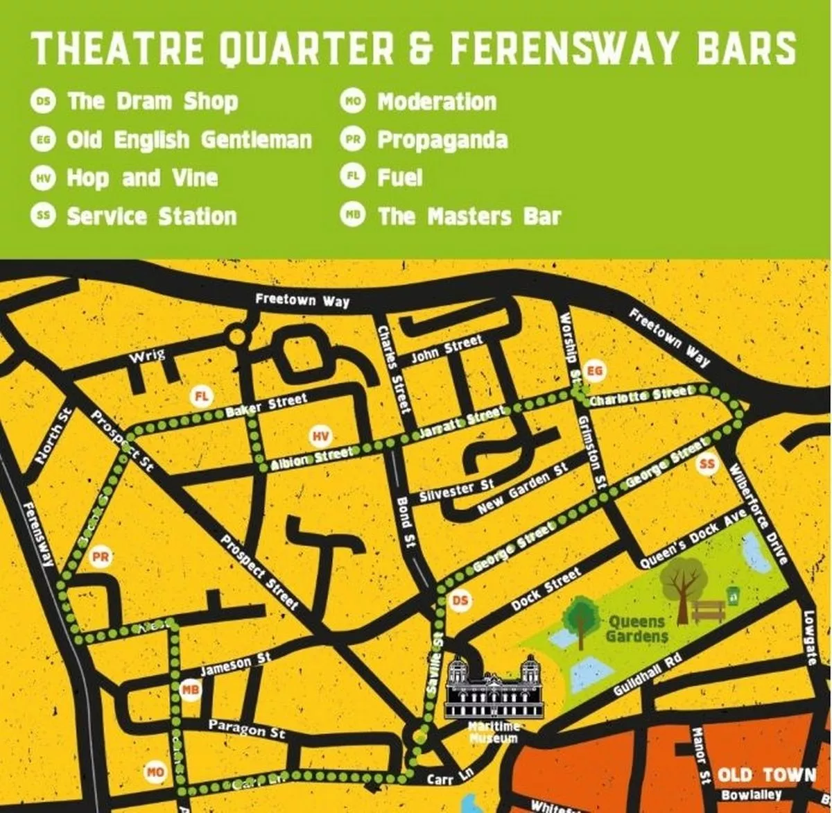 Theatre Quarter & Ferensway - one of Hull's Low Ale Trail maps