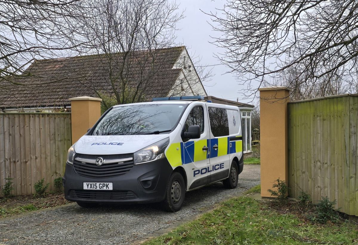 Police in Goxhill during the investigation