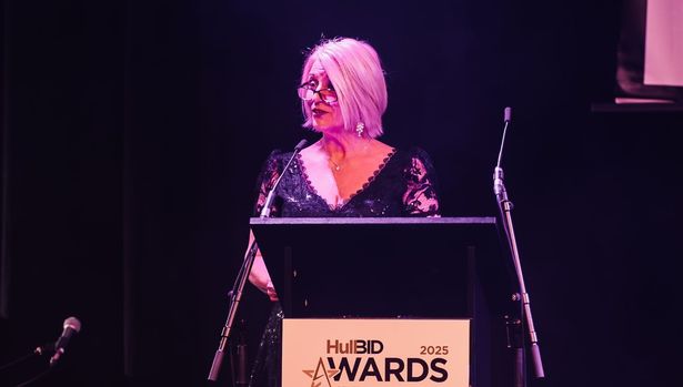HullBID executive director Kathryn Shillito speaking at the 2025 awards.