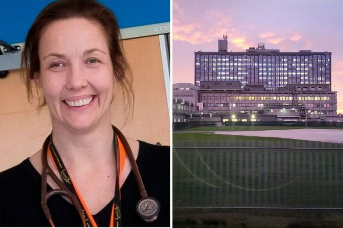 Dr Kirsten Richards, consultant in the Department of Frailty and Ageing at NHS Humber Health Partnership; view of Hull Royal Infirmary showing its helipad at the rear