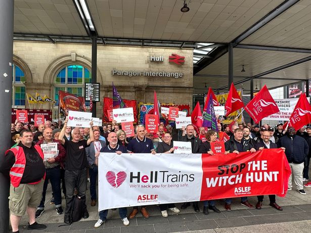 Activists gathered outside Hull Paragon Interchange