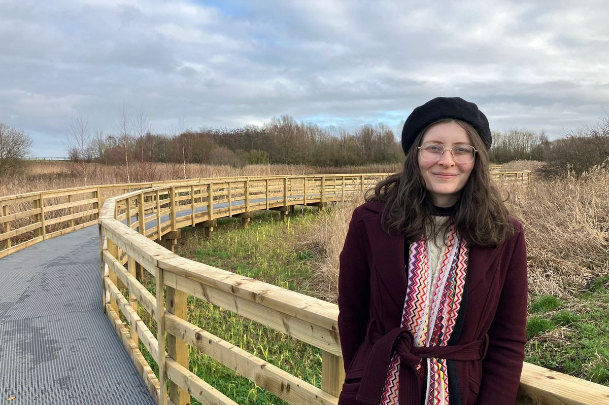 The boardwalk at Water's Edge Country Park in Barton