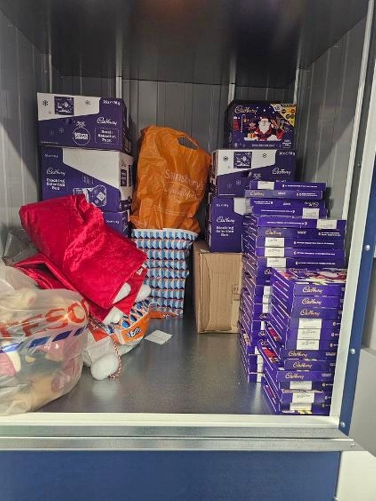 Selection boxes ready to be delivered to children