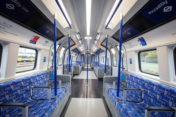 The interior of a new Piccadilly Line Tube train made in Goole