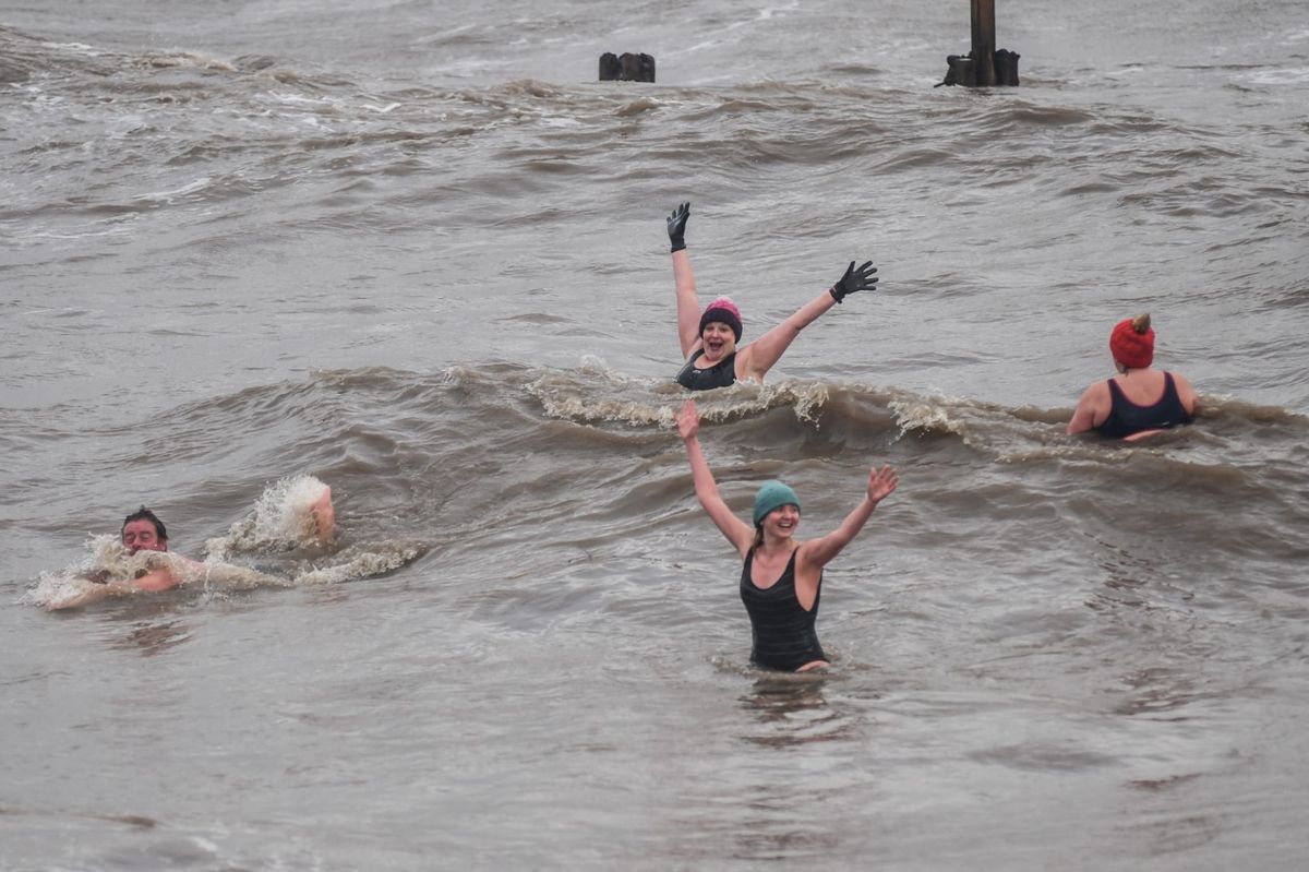 Swimmers enjoying the North Sea