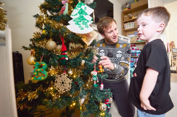Rufus and Ben, from Bridlington, decorating the Christmas tree