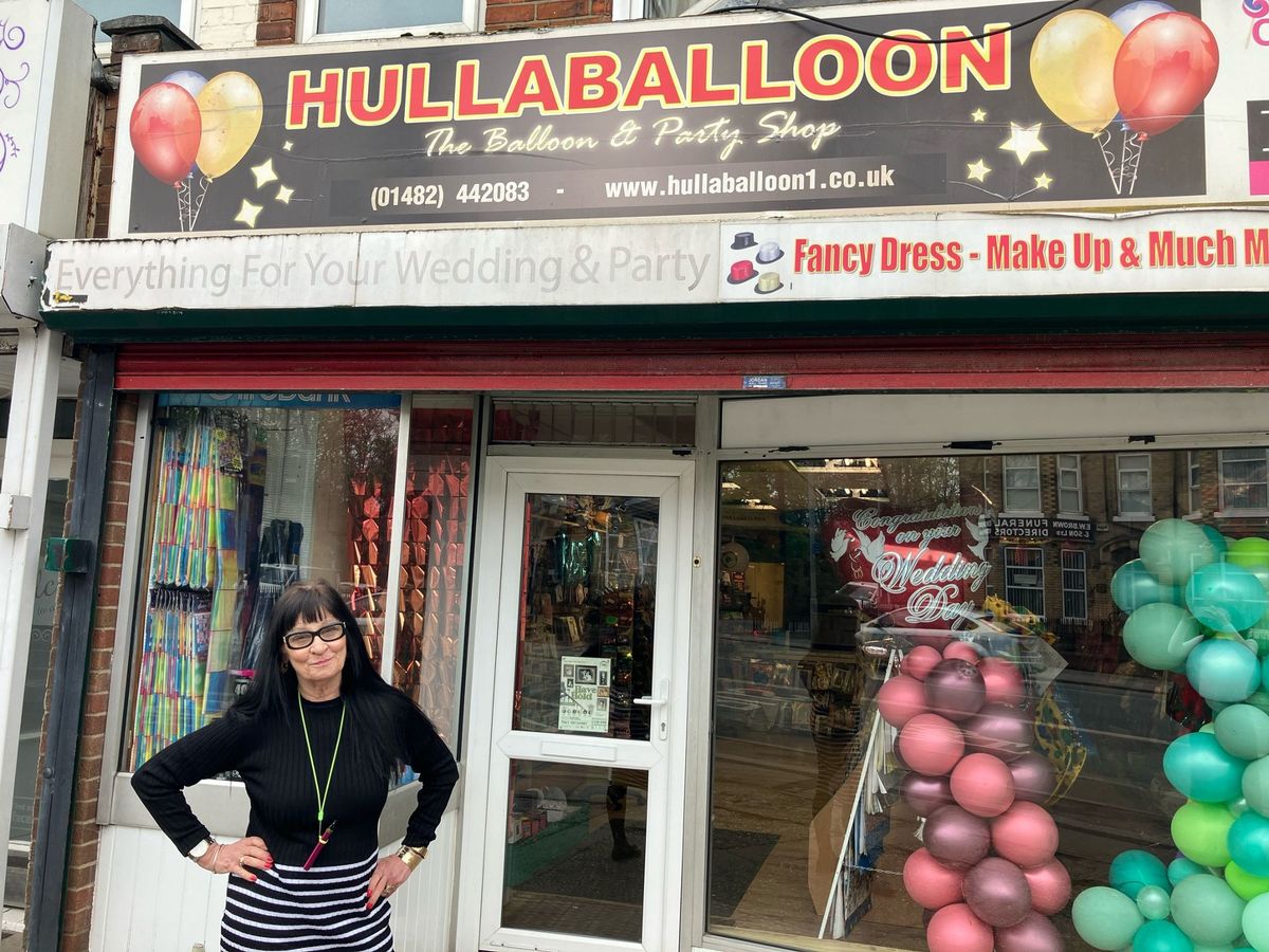 Elaine Hakim, 66, outside Hullaballoon in Beverley Road