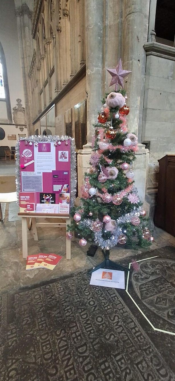 The tree aims to promote the importance of attending breast screening appointments.