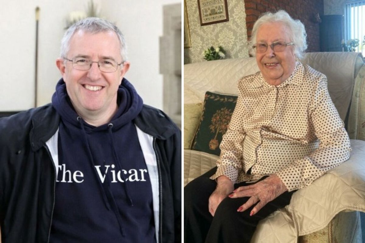Tribute images of the Rev Martyn Westby, left, and Joyce Crimlis