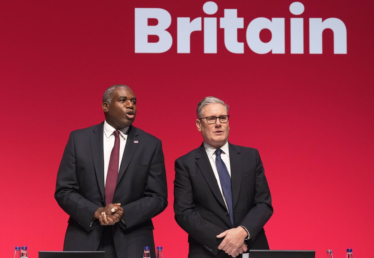 David Lammy and Sir Keir Starmer on stage at the Labour party conference last year