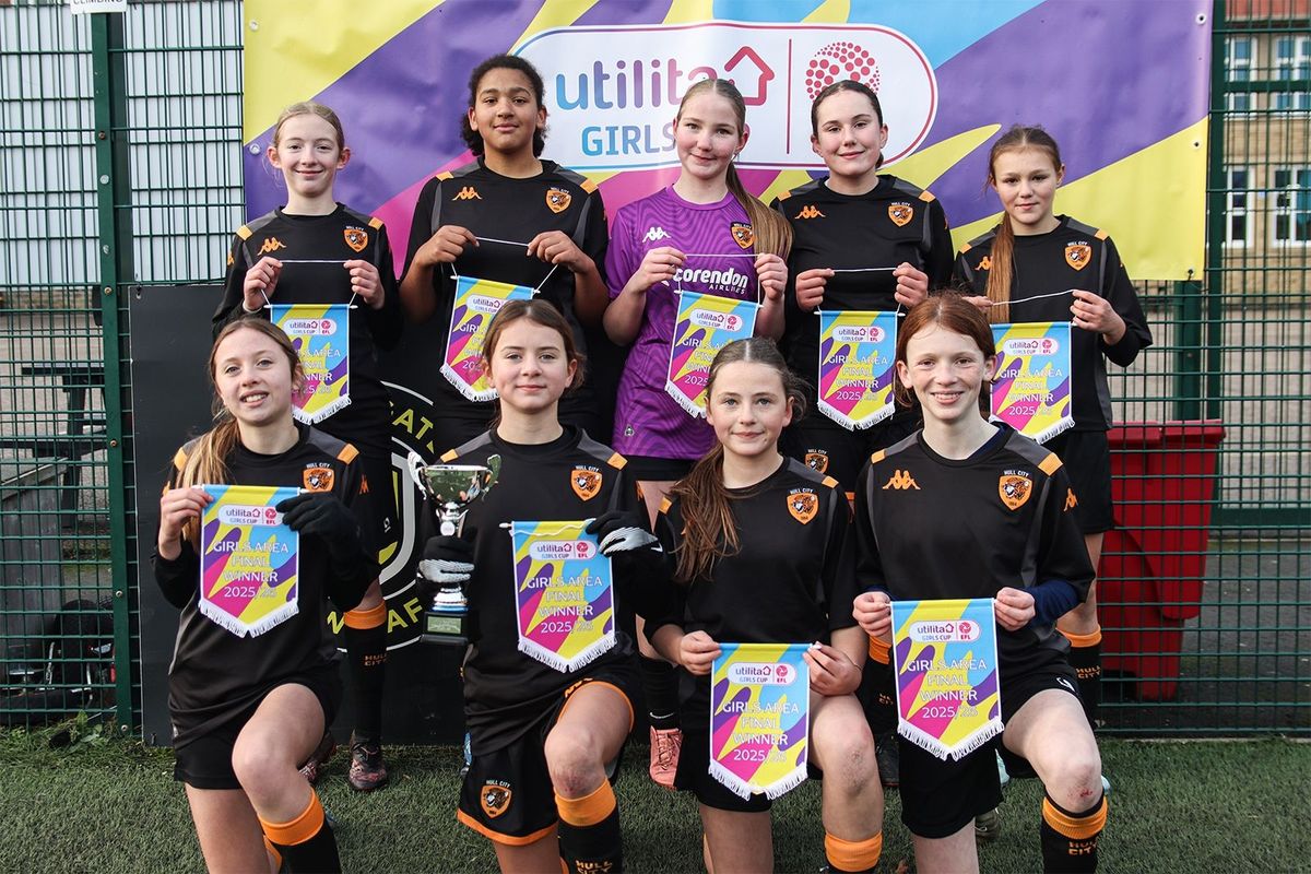 South Hunsley School squad members with their Utilita Girls Cup area winner pennants