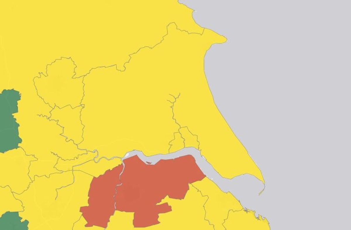 Hull and East Riding both received amber ratings