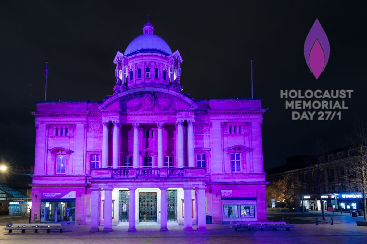 Hull City Hall, above, is among the buildings lit purple to mark Holocaust Memorial Day