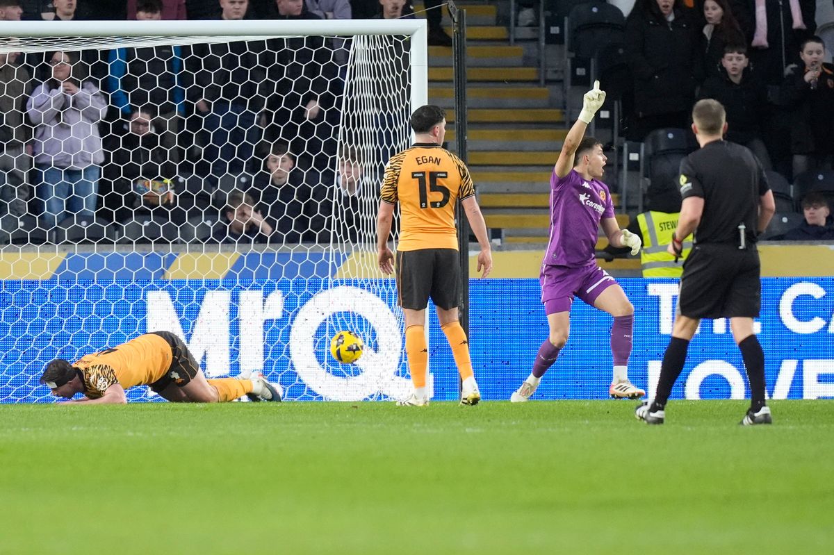 Hull City goalkeeper Ivor Pandur reacts after Stoke City's Robert Bozenik scored the opener