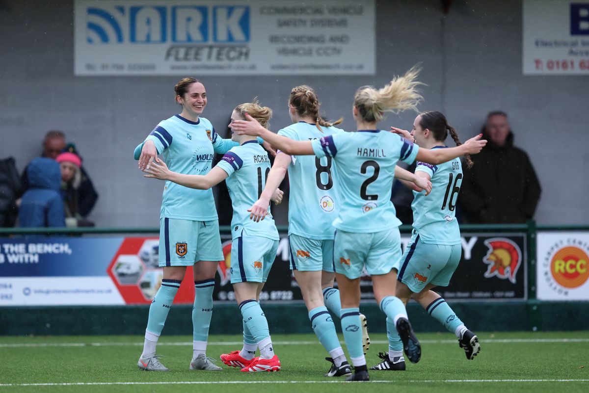Hull City Ladies' Jessica Tugby-Andrew celebrates scoring during the Adobe Women's FA Cup third round win over Mancunian Unity